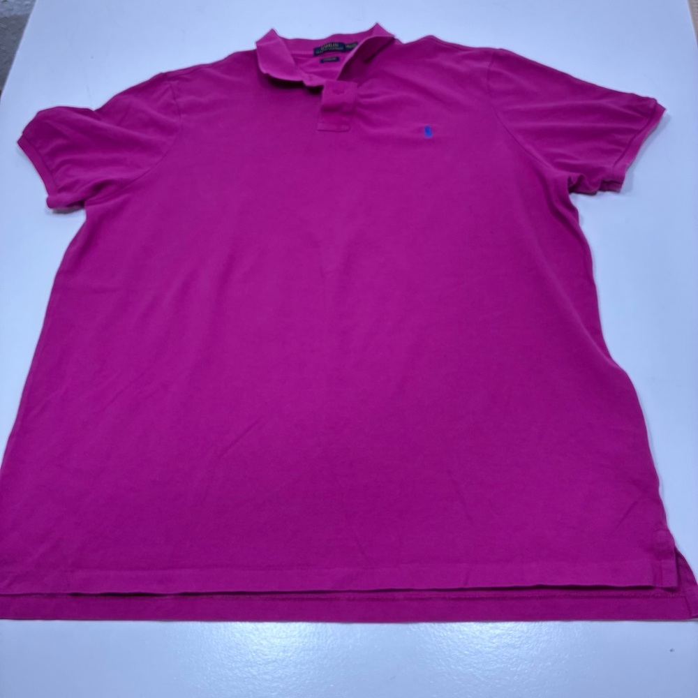 Polo Ralph Lauren Men Polo XXL Fucsia Short Sleeves Cotton Relaxed Fit Casual